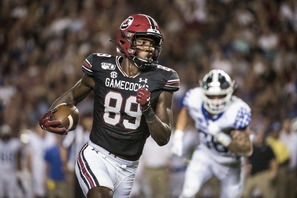 South Carolina wide receiver Bryan Edwards (89) runs with the ball